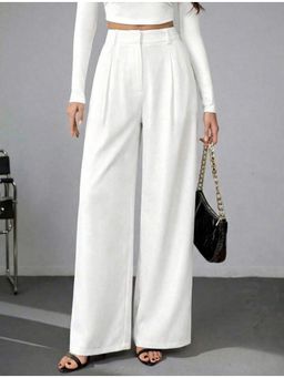 BROADSTAR - Off White Women Korean Style Straight Fit Formal Pant