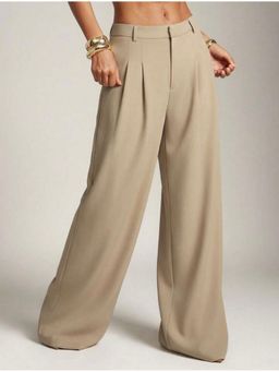 BROADSTAR - Beige Women Korean Style High Waist Wide Leg Pant