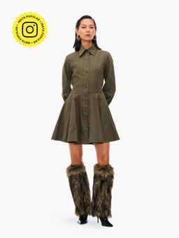 Qua - Brown Cotton Stripes A-Line Dress