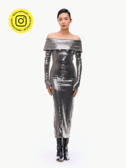 Qua - Silver Sequin Embellished/Sequined Bodycon Dress