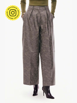 Qua - Pleated Leather Trousers