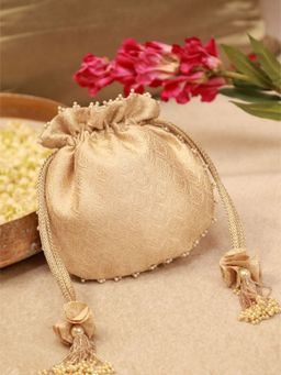 AMYRA - Ivana Woven Brocade Potli Bag - Ivory