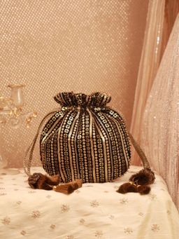 AMYRA - Antique Black Embroidered Potli Bag