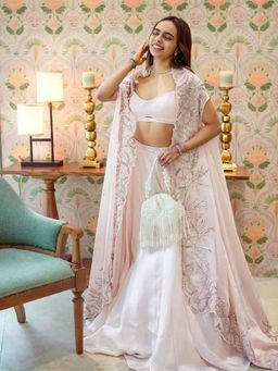 Odette - Off White Velvet Embellished Handbag for Women