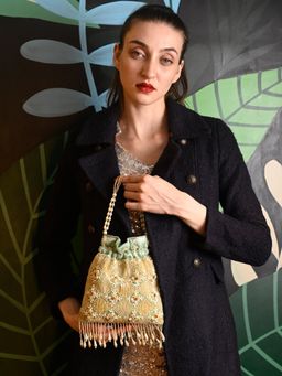 Odette - Sea Green Embroidered Potli Bag For Women