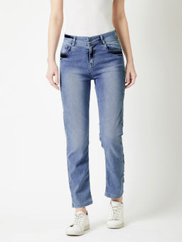 Miss Chase - Women's Light Blue Slim Fit High Rise Regular Stretchable Denim Jeans