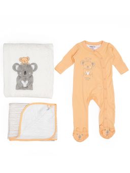 Mi Arcus - Soft Cotton Gift Set – Pack of 5 (Sleepsuit,Blanket,Bib,2 Caps), Peach