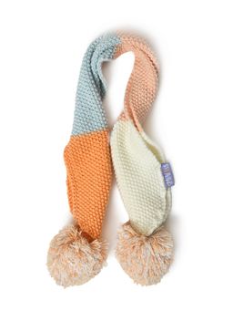 Mi Arcus - Colorblock Knitted Scarf with Pom Pom for Kids