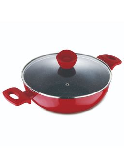 Bergner - Bellini Plus Press Alluminium Non Stick Kadai With Lid , 20 Cm, Induction Base, Red (1)