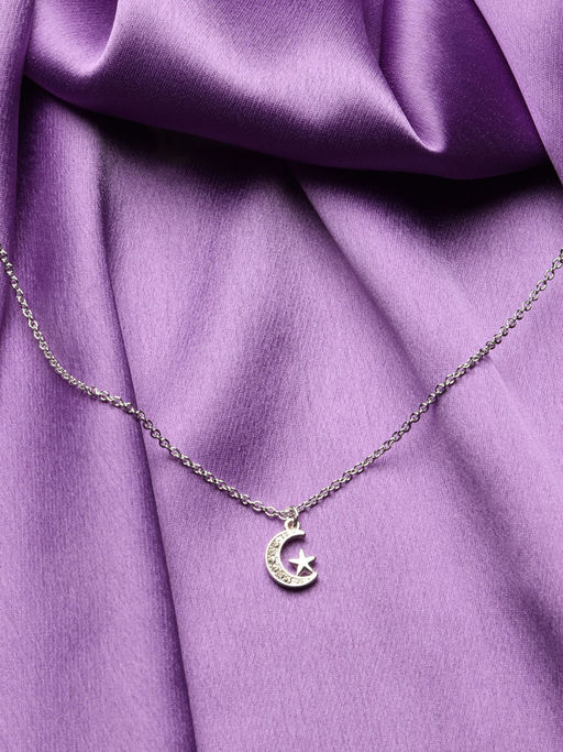 Buy Accessorize London Women's Silver Moon Star Pendant Necklace