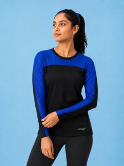 LYCOT - Women Black Colorblock Polyester T-Shirt