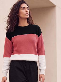 max - Women Multi-Color Colorblock Acrylic Sweater