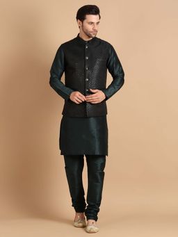 Uri and MacKenzie - Green Embroidered Festive Kurta and Pajama with Nehru Jacket