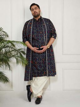 Vastramay - Blue Printed Festive Kurta and Patiala with Dupatta