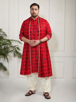 Vastramay - Red Printed Festive Kurta and Patiala with Dupatta