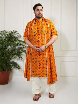 Vastramay - Yellow Printed Festive Kurta and Patiala with Dupatta