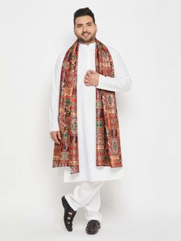 Vastramay - White Solid Plain Festive Kurta and Pant with Dupatta