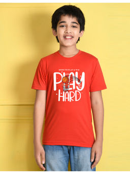 Nusyl - Boys Red Basketball Typography Half Sleeve T-Shirt