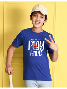 Nusyl - Boys Royal Blue Basketball Typography Half Sleeve T-Shirt