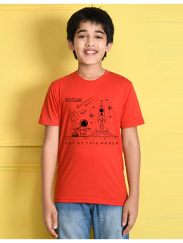 Nusyl - Boys Red kawalii Space Printed Half Sleeve T-Shirt