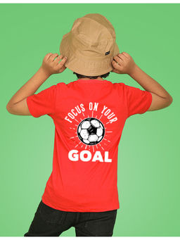 Nusyl - Boys Red Basketball and Text Printed Half Sleeve T-Shirt