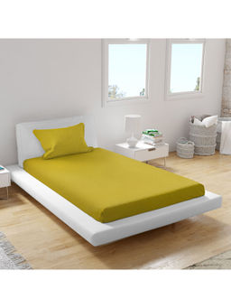 HomeTown - Emilia 100% Cotton Single Bedsheet in Mustard Colour