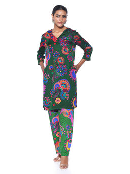 Siddhartha Bansal - Bottle Green Floral Co-ord (Set of 2)