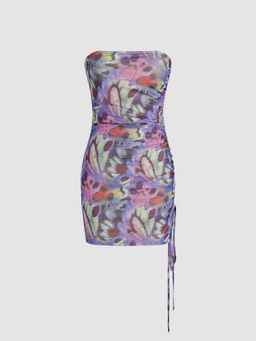 Cider - Psychedelic Spring Strapless Mini Dress