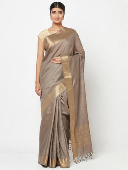 Fabindia - Silk Tussar Loom Woven Saree Without Blouse