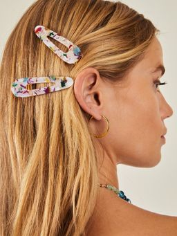 Accessorize London - Women Multi-Colour Two-Pack Tortoiseshell Resin Snap Clips (Pack Of 2)