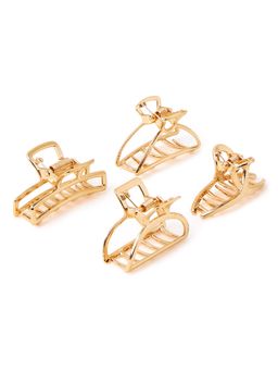 Accessorize London - Women Gold Small Metal Claw Clips (Pack Of 4)