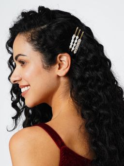 Accessorize London - Women Pearl and Bead Hair Clips (Pack Of 3)