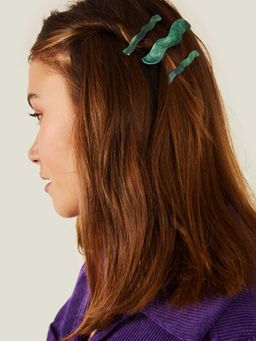 Accessorize London - Women Green Marble Hair Clips (Pack Of 3)