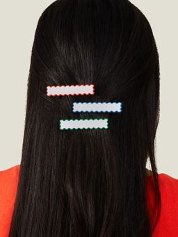 Accessorize London - Women Multi-Colour Contrast Hair Clips (Pack Of 3)