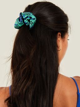 Accessorize London - Women Green Jungle Print Hair Scrunchie