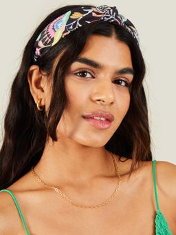 Accessorize London - Women Black Tropical Print Knot Hairband