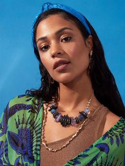 Accessorize London - Women Blue Zebra Knot Hairband