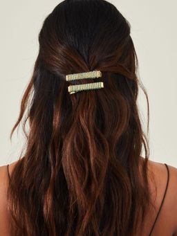 Accessorize London - Women Green Wrapped Hair Clips (Pack Of 2)