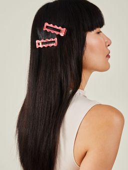 Accessorize London - Women Pink Wavy Snap Hair Clips (Pack Of 2)