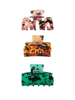 Accessorize London - Women Multi-Colour Tort Claw Clips (Pack Of 3)