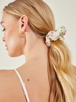 Accessorize London - Women White Floral Hair Scrunchie