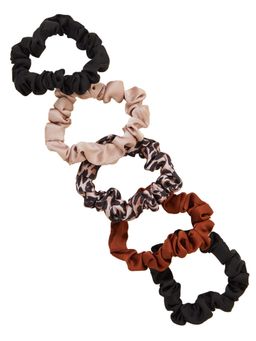 Accessorize London - Women Multi-Colour Leopard Print Hair Scrunchies (Pack Of 5)