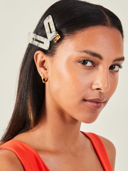 Accessorize London - Women's Marble Resin Snap Clips (Pack Of 2)