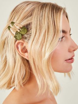 Accessorize London - Women's Green Wrapped Hair Clips (Pack Of 2)