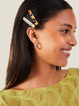 Accessorize London - Women Multi-Colour Tortoiseshell Hair Clips (Pack Of 2)