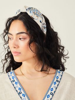 Accessorize London - Women Blue Embroidered Knot Hairband
