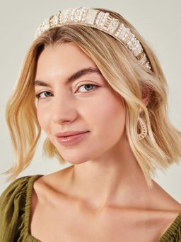 Accessorize London - Women Gold Pearly Beaded Hairband