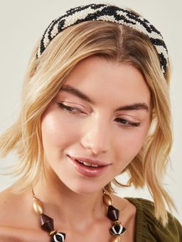 Accessorize London - Women Black Zebra Beaded Hairband