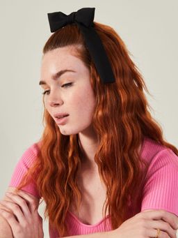 Accessorize London - Women Black Hair Bow Scrunchie