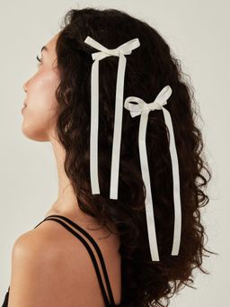 Accessorize London - Women Cream Mini Hair Bow (Pack Of 2)